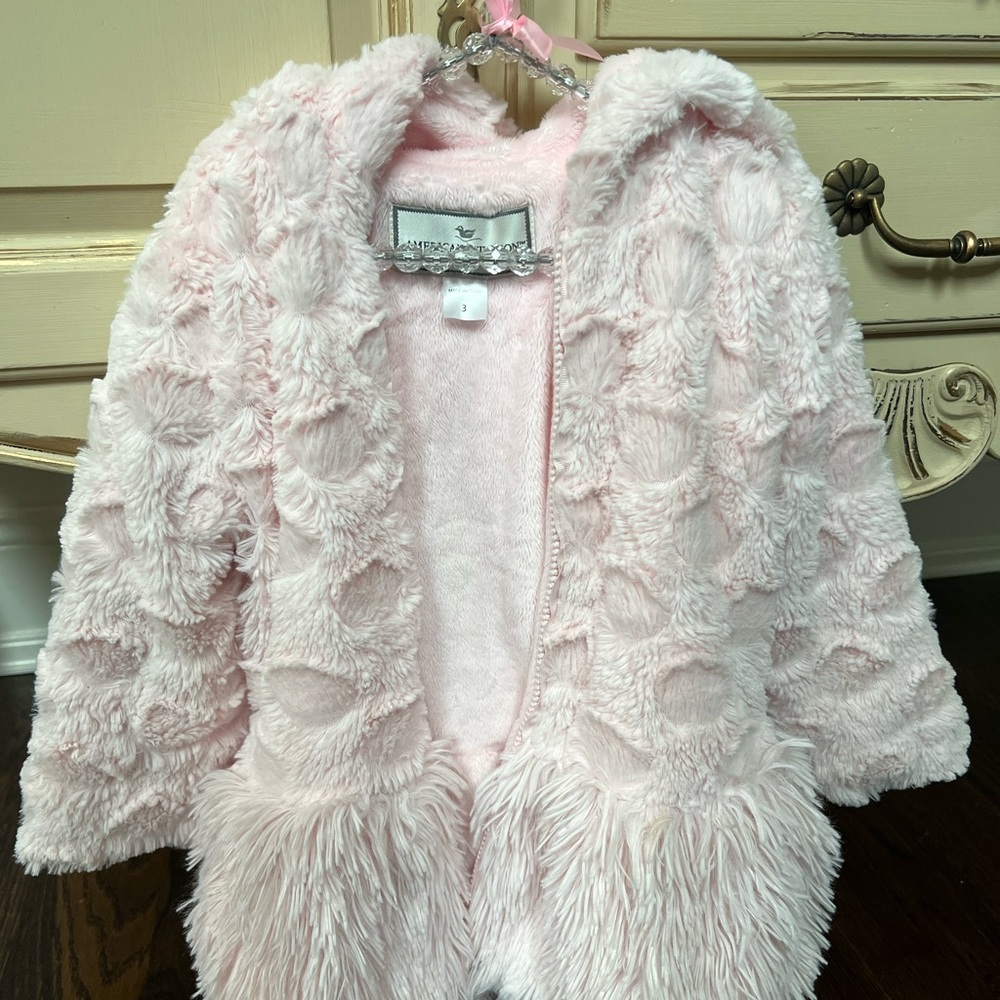 🎀 Widgeon 🎀Girls hooded Fur pink Coat